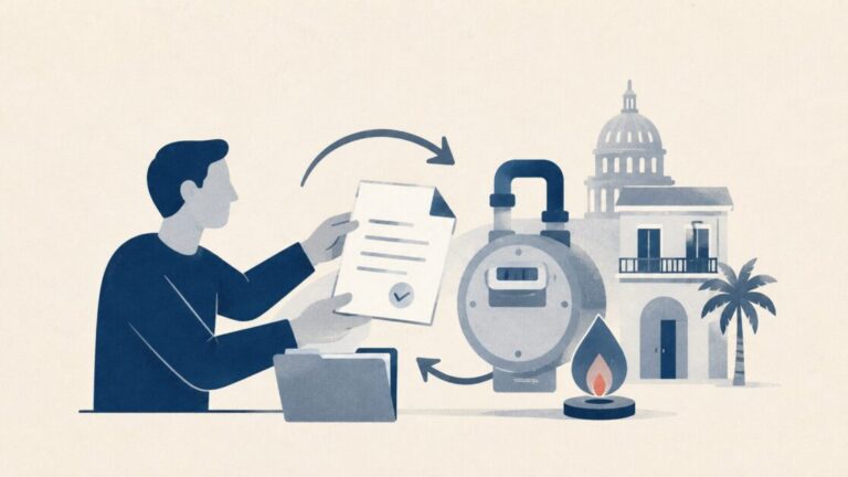 ¿Cómo cambiar o actualizar un contrato de gas manufacturado en La Habana?