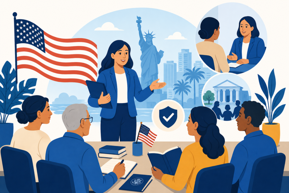 Ilustración de la guía Curso gratuito de ciudadanía en Miami: ¿cómo prepararte y buscar la próxima edición?