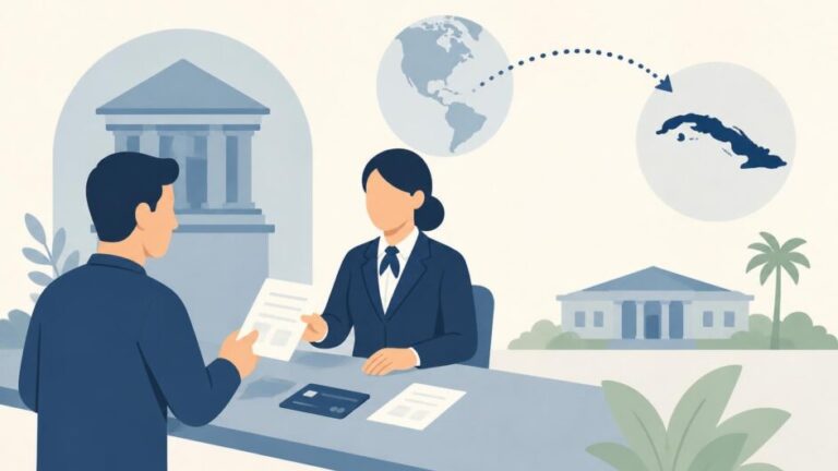 Persona realiza una transferencia bancaria internacional con destino a Cuba.