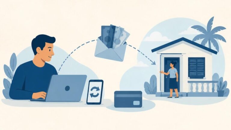 Persona realiza una transferencia digital que llega a una vivienda cubana con tarjeta y efectivo.