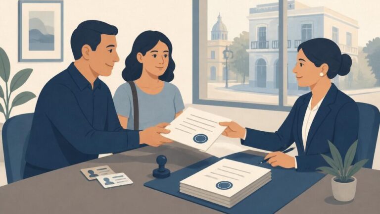 Notaria recibe una escritura de autorización de un propietario y una persona que solicita residir en una vivienda de La Habana.