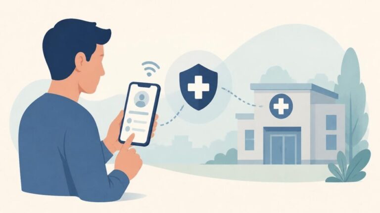 Persona adulta envía una autopesquisa de salud desde un teléfono hacia un policlínico.