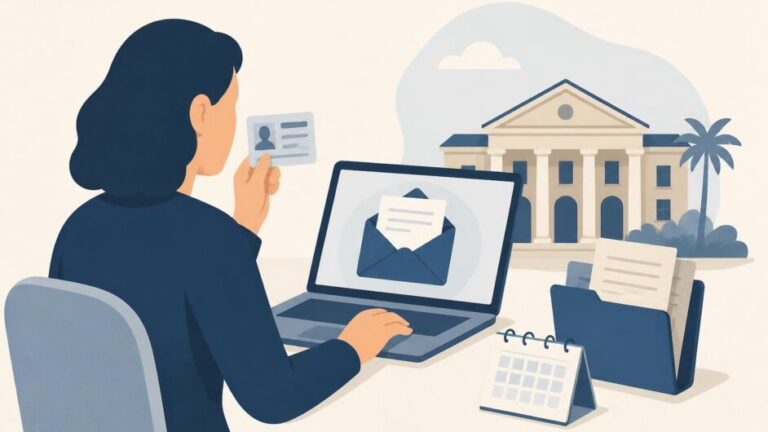 Persona registra una solicitud digital de cita consular con documentos de identidad.